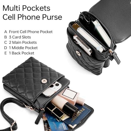 Goinsound RFID Small Crossbody Purses for Women Quilted Cell Phone Purse with RFID Blocking Credit Card Slots view 4