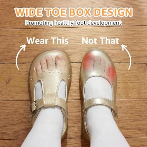 WIDE TOE BOX Little Girls Mary Jane Dress Shoes Toddler Ballet Flats for Girl Party School Shoe view 4