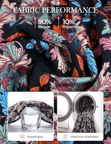 GRACE KARIN Women's Fall Midi Long Sleeve Floral Causal Dress Light Blue XL view 4