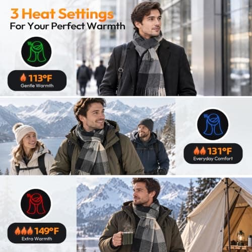 WOOMER Heated Scarf, Graphene Electric Plaid Scarf view 3