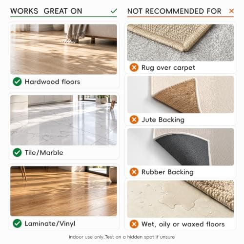 Rabenda Extra Large Rug Tape Gripper for Hardwood Floors, 4Pack Carpet Tape | Double Sided Rug Stickers, Non-Slip Rug Pads for Area Rugs, Keeps Corners Flat on Tile & Vinyl, Reusable, Black view 3