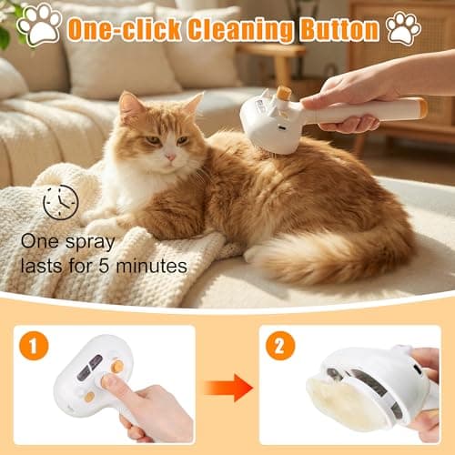 JAWADE 2026 New Upgrade 3-in-1 Pet Steam Brush - Dog Brush for Shedding & Cat Brushes for Indoor Cats - Skin-Friendly, Self-Cleaning Grooming Brush for Dogs & Cats - Hair Removal Tool view 4