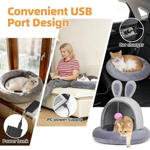 TENECUTE Heated Cat Bed with Heating Pad for Indoor Senior Cats & Small Dogs, Therapeutic Warmth for Joint Relief, Arthritis Support & Stable Body Temperature view 4