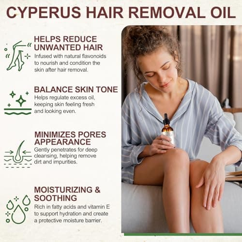3Pack Cyperus Rotundus Oil, Natural Cyperus Rotundus Oil for Hair Removal, Reduces Unwanted Hair Growth, Moisturizes & Soothes The Skin, Suitable for All Skin Types view 4