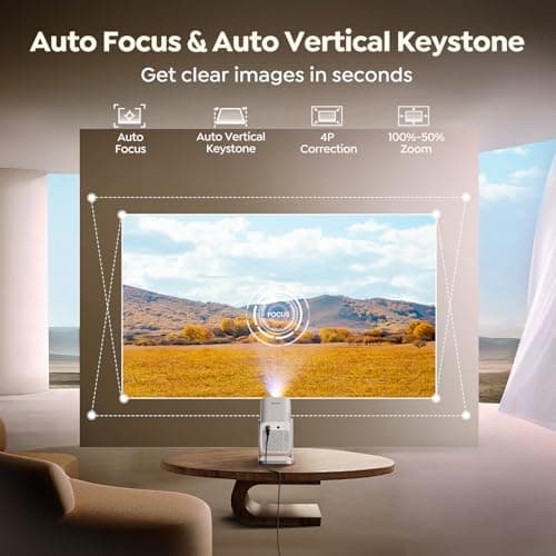 [4K Support/Auto Focus/360°Adjustable Stand]Smart-Projector-4K with WiFi 6 and Bluetooth5.2, Native 1080P Mini Portable Projector, Dolby Audio, TOPTRO Outdoor Movie Proyector Compatible with Netflix view 5