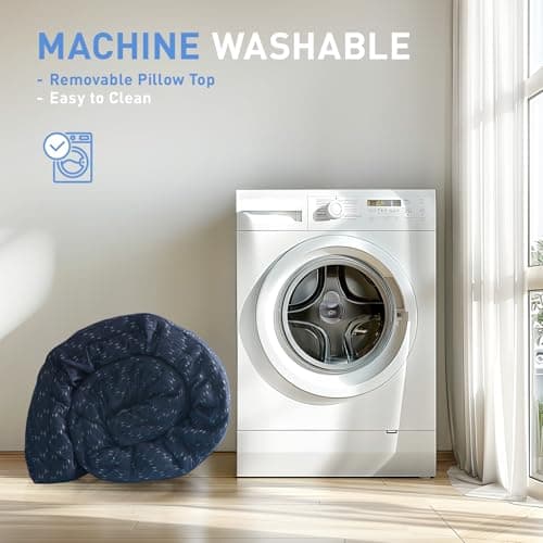 Dual Layer 3 Inch Memory Foam Mattress Topper California King Size, 2 Inch Gel Memory Foam Plus 1 Inch Cooling Pillow Top Mattress Pad Cover, with 8-21 Inch Deep Pocket, Navy Blue view 6