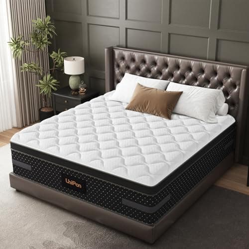 UniPon Medium Firm King Mattress, 14 inch Premium Hybrid Mattresses King Size with Back and Lumbar Hip Support, Fiberglass Free, 365 Nights Trial, 10 Years Warranty view 1