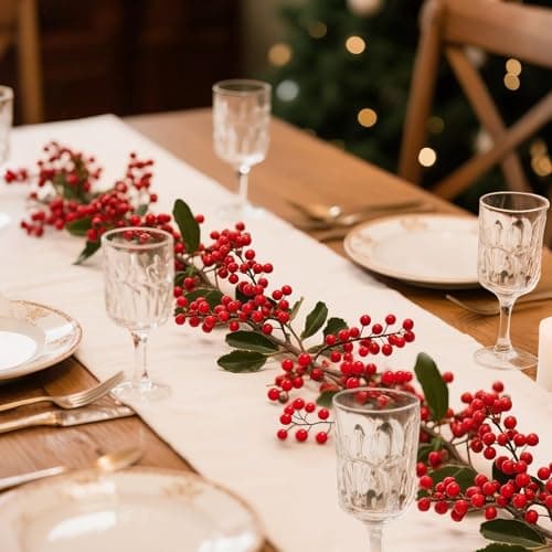 Kanxinr 50Pack Christmas Tree Decorations Artificial Berry Stems Red Berry Picks for Xmas Winter Holiday Home Centerpieces and DIY Flower Arrangements Ornaments view 5