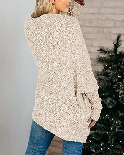 Saodimallsu Womens Chunky Popcorn Cardigan Oversized Cozy Long Sweaters | Trendy Casual,Open Front,Fuzzy Knit,Soft Comfy,Batwing Long Sleeve,Warm Fall Winter,Boyfriend,Daily Wear view 6