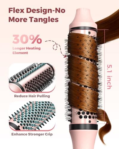 Bopcal Dual Voltage Thermal Brush, 1.5" Heated Round Brush for Curls | Blowout-Inspired Volume & Soft Curls | Ionic Ceramic Styling | 6 Temps 250°F-430°F | Fast Heat-Up | Travel Ready view 4