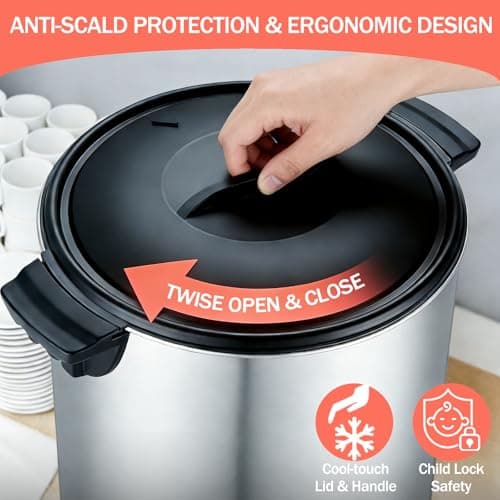 Large Commercial Coffee Urn 160 Cup Percolate Coffee Maker Stainless Steel Hot Beverage Dispenser with Cool-Touch Handles, Quick Brewing for Catering, Business, Church, Restaurant, Wedding, Gathering view 6