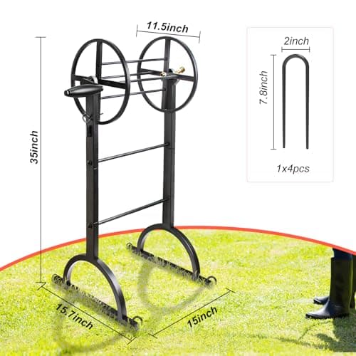Garden Hose Reel,Upgrade Garden Hose Holder,Outside Heavy Duty Metal Freestanding Water Hose Holder Winder,Holds Up 150FT 1/2" Hose for Garden Lawn Yard view 2