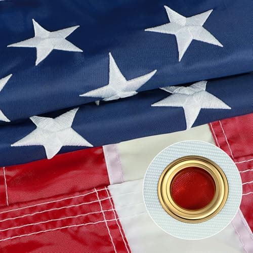 American Flags for Outside 3x5 FT American Flag | USA Flag 3 X 5 Heavy Duty Outdoor US Flags with Embroidered Stars, Sewn Stripes, Thick Spun Polyester Vivid Color UV & Fade Resistant, Brass Grommets view 1
