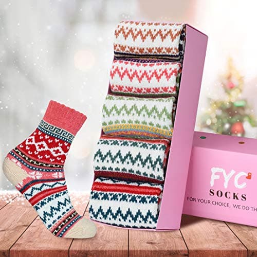 FYC Socks for Women Warm Wool Winter Women Socks, Women Christmas Gift | Women Christmas Gift Birthday,Stretchy Cuffs,Cozy House Socks,Outdoor Winter & Boot Socks,Gifting & White Elephant Exchanges view 5