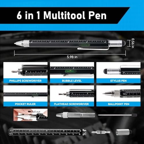 Magnet Pickup Tool with Telescoping Magnetic Flashlight and 6 in 1 Multitool Pen with Rulers, Bubble Level, Screwdrivers, Ballpoint, Valentines Day Gifts for Him Adults, Birthday Gifts for Him view 4