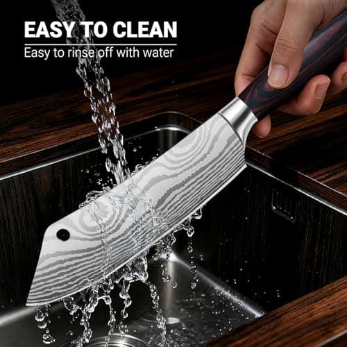 DAJOUJS 8-Inch Meat Cleaver Butcher Knife - High-Carbon Stainless Steel Professional Cleaver Chefs Knife Cutting Knives with Ergonomic Wood Handle & Gift Box for Cooking view 5