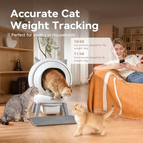 ZHMZ Self Cleaning Litter Box: Automatic Litter Box Self Cleaning for Multiple Cats Auto Robot with Dual Safety Protection, Large Openning Odor-Control with Mat view 3