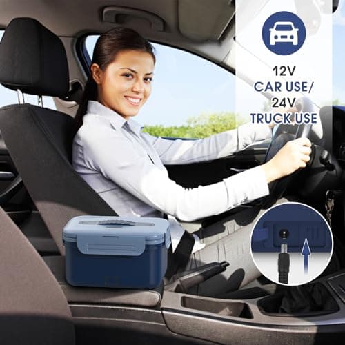 Carsolt Electric Lunch Box Food Heater Upgrade 3 in 1 Portable Food Warmer 100W Leakproof Heated Lunch Box for Adults Car/Truck/Office with 1.8L SS Container Fork Spoon Carry Bag, 12V/24V/110V view 6