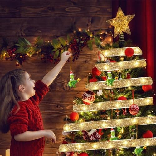 Christmas Tree Decorations Ribbon Lights, 32ft 100 LED String Lights, Battery-Powered Copper Wire Christmas Tree Ribbon Lights for Holiday Party Weddings Indoor Christmas Tree Decorations (Gold) view 4