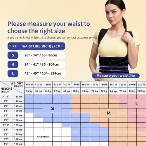 Winvote Posture Corrector Back Brace for Women and Men with Lumbar Support Adjustable Y-Shaped Shoulder Brace Breathable Mesh Black Size L view 7