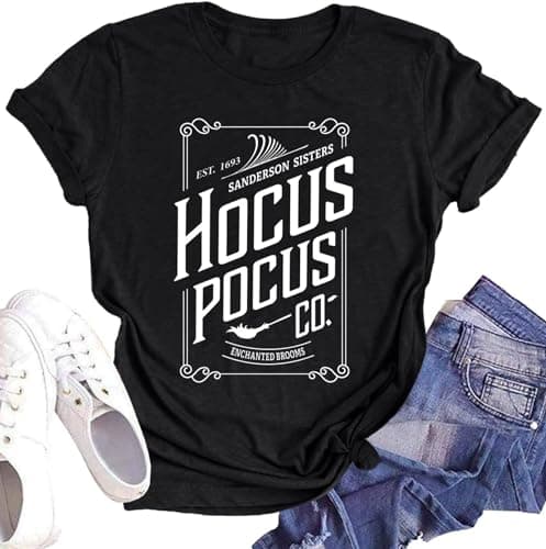 DESFSE It's Just A Bunch of Hocus Pocus T-Shirts for Women Sanderson Sisters Shirt Halloween Movie Graphic Fall Tee Tops — image 1