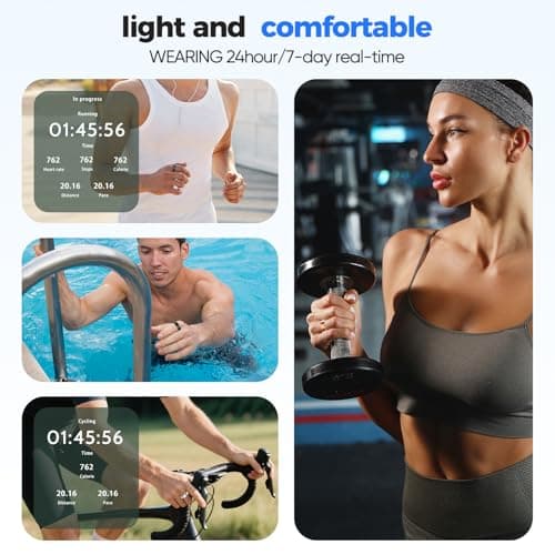 BIEMHA IP68 Waterproof Smart Ring - Fitness & Health Tracker with Sleep/Exercise Monitoring, Unisex for Women Men, iOS & Android Compatible, Long Lasting Battery Life, No Subscription (Silver, 9) view 6