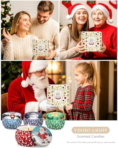 Christmas Candle Gift Set for Women, 4 Pack Long Lasting Soy Wax Candles with Lavender, Cookie, Fir & Cinnamon Apple Scents, Aromatherapy Candles for Home, Perfect Holiday Gifts view 6