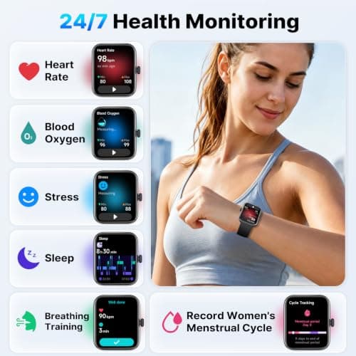 2026 Smart Watch for Men Women, GPS, 3ATM Waterproof, AI Voice Assistant | 1.85" Fitness Tracker,100 Sports Modes incl. Swimming, Heart Rate, SpO2, Sleep & Stress, Bluetooth Calls for Android iOS view 4