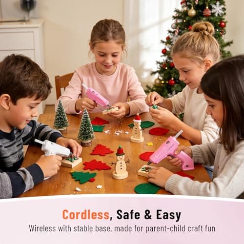 Katerk 3.7V Cordless Hot Glue Gun Kit, 90s Fast Heating, Mini Glue Gun with 15 Glue Sticks, USB-C Rechargeable with 2000mAh Built-in Battery, Ideal for DIY, Gift Making, School Crafts & Repairs (Pink) view 2