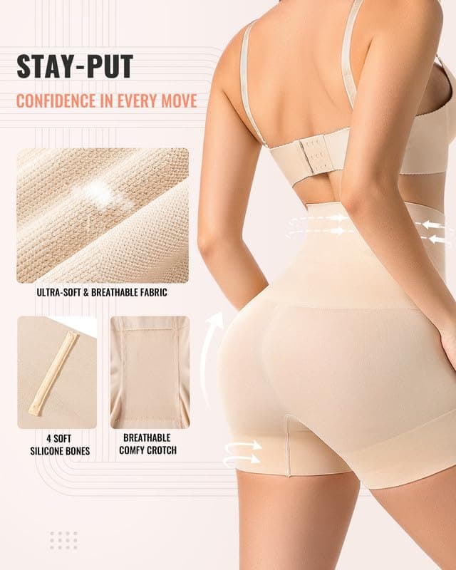 ForeverShaper Shapewear for Women Tummy Control High Waist Body Shaper Thigh Slimmer Butt Lifter Shapewear Shorts Under Dress view 3