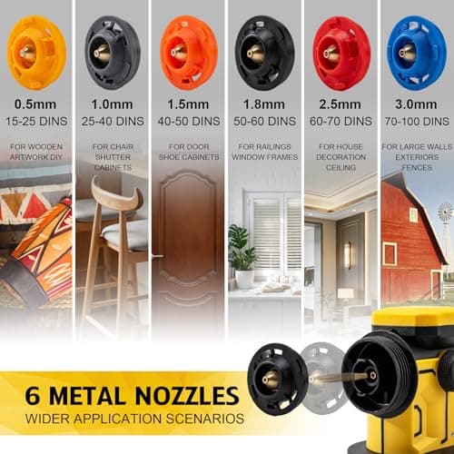 YUNXITR 1200W HVLP Paint Sprayer, High Efficiency Electric Spray Paint Gun with 6 Nozzles, Variable Patterns, 40.58 oz Detachable Container, Easy to Clean for Home Improvement Projects (Yellow) view 2