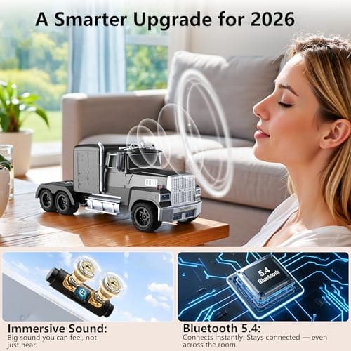 AONOX Cybertruck Bluetooth Speaker, Mini Bluetooth Car Speaker with LED Lights, FM Radio, USB TF Card, TWS Stereo Sound, for Desk Gaming Outdoor, Gift for Car Lovers view 2