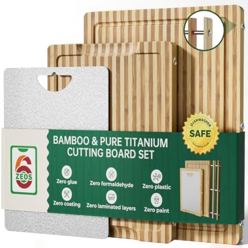 Glue Free, Plastic Free Zebra-Stripe Bamboo Pure Titanium Cutting Board Set — image 1