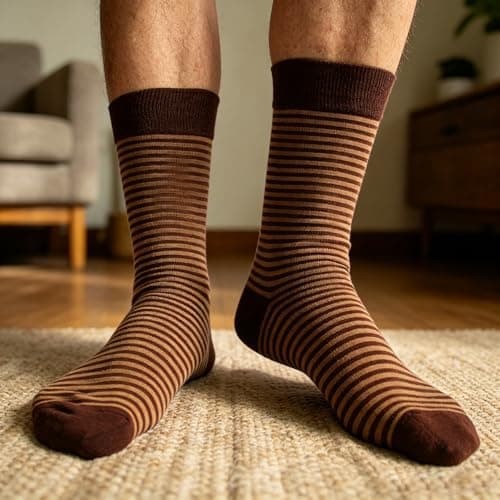 BLBJYPZX Mens Black Dress Socks 10-13, Work Crew Cotton thick tall wide Calf Long Socks Size 9-12 13-15 view 3