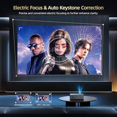 Compatible with Netflix Movie Projector with WiFi6 and Bluetooth5.3, Built-in App Store, Dolby Audio & Electric Focus & Auto Keystone, 4K Support High Brightness Outdoor Projectors, 1080 (Sliver Grey) view 4