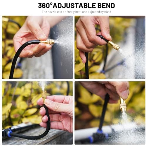 Thiswing 360° Adjustable Drip Irrigation System - 50 FT Garden Watering System with 16 Nozzles, Raised Bed Sprinkler Irrigation System, Garden Mister for Yard, Lawn, Plants, 5/16" Tubing view 3