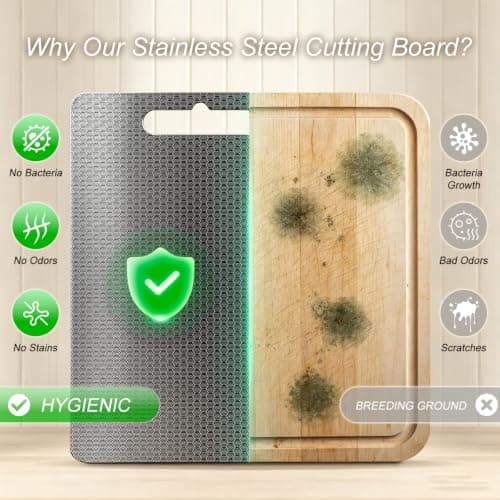 JIEXINGNB Metal Cutting Board, Honeycomb Stainless Steel, 15 x 11.8 in | Built-in handle for easy lifting and hanging view 5