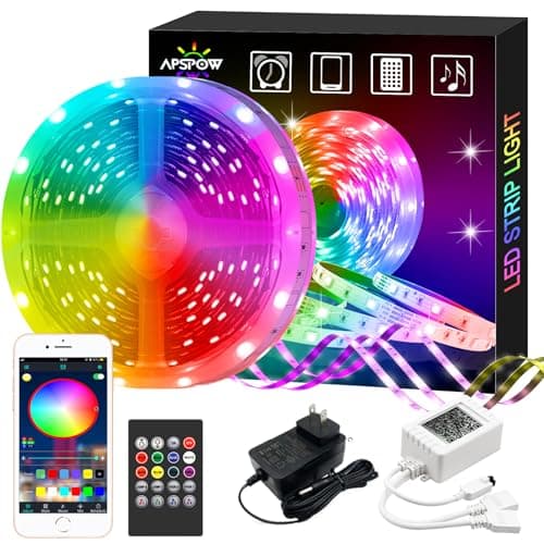 APSPOW LED Strip Lights 100ft, Bluetooth and APP Control, Multicolor RGB Light Strips, Music Sync Color Changing for Bedroom Indoor — image 1