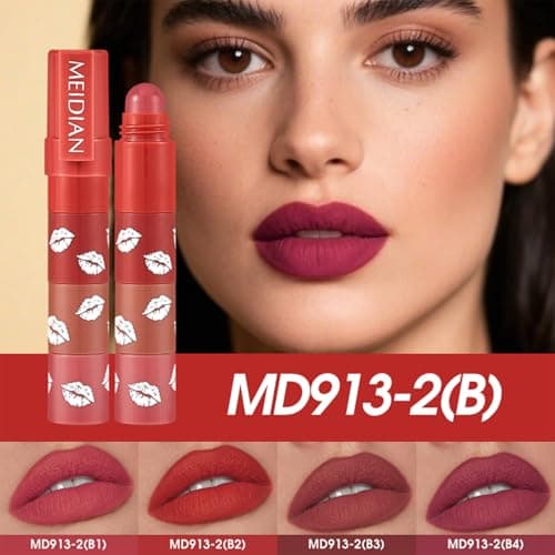 ADMD 4-in-1 Gentle Velvet Lipstick Pen | Misty Matte Lipstick & Liner All in One Waterproof, Long-Lasting Lip Crayon with 4 Random Colors view 2