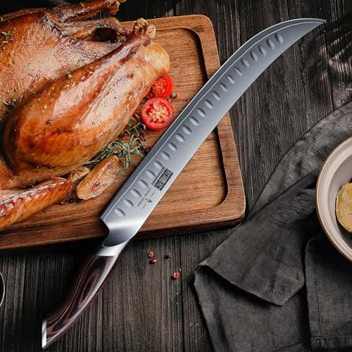 HOSHANHO Carving Slicing Knife, 12 Inch Razor Sharp Japanese Brisket Knife | Japanese High Carbon Steel Curved Butcher Breaking Knives with Ergonomic Handle, Professional Butcher Knife for Meat Cutting view 6