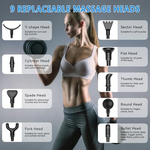 APHERMA Massage Gun, Muscle Massage Gun for Athletes Handheld Electric Deep Tissue Back Massager, Percussion Massage Device for Pain Relief with 30 Speed Levels 9 Heads Black view 3
