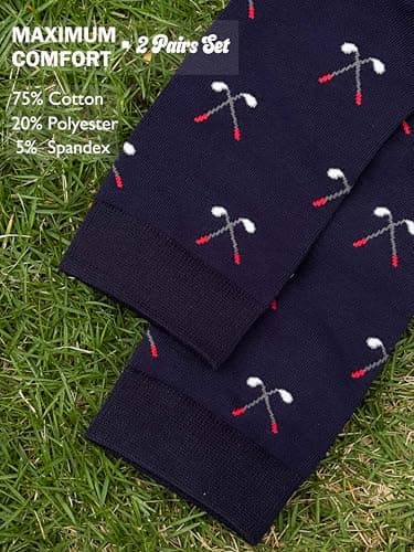 Frepstudio Funny Golf Socks for Men - 2 Pairs Pack Crew Socks - Golfing Gift for Dad Grandpa Husband, Humor Christmas Birthday Father's Day Gag Gifts, Size 9-12 view 4