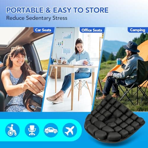 RUIERS Inflatable Seat Cushion, 34 Air Cell Travel Seat with Upgraded Air Nozzle for Hemorrhoid and Tailbone Pain Relief, Portable Airplane Seat Cushion for Car, Office Chairs & Home Living view 7