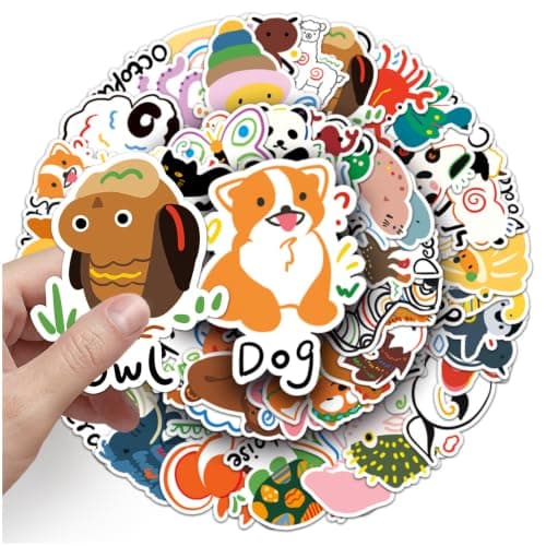 100 Cartoon Animal Stickers with English Words, Colorful Decorative Sticker Set for Boys and Girls Ages 3-12, Kids Video Walkie Talkie Accessories, Video Walkie Talkie Not Included view 3