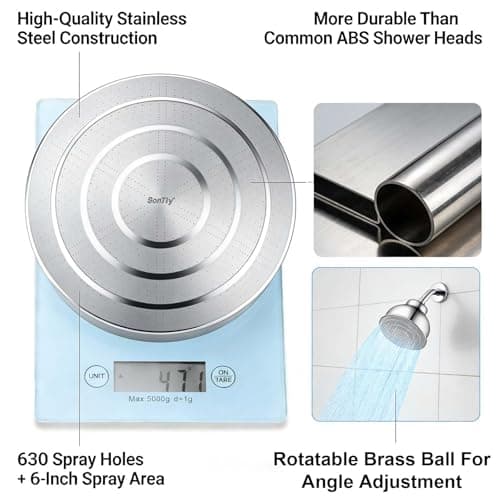 All Metal 6 Inch Filtered Shower Head - Chrome Fixed Showerhead | Hard Water Filter to Remove Chlorine, Soften Water | Promotes Healthier Hair, Skin & Nails | Premium Solid Metal Shower Filter Head view 4