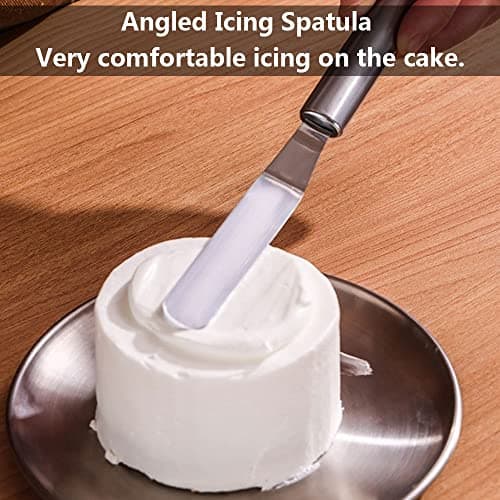 3 pack Cake Decorating Icing Spatulas Stainless Steel, Icing & Decorating Spatulas, Lightweight & Flexible Offset Spatula, Angled Frosting Spatulas for Cake Decorating, Baking view 3