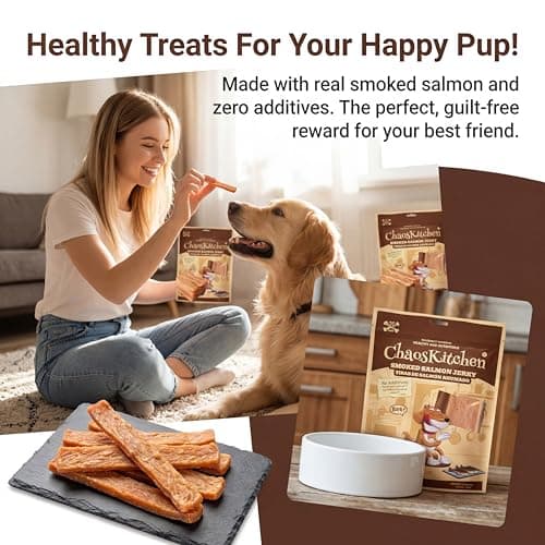 Chaoskitchen Smoked Salmon Jerky Dog Treats, Wild Caught Grain Free Slices with Omega 3 for Skin & Coat, High Protein Training Rewards, Puppy & Senior Friendly for All Breeds, 8.8 oz (250g) view 2