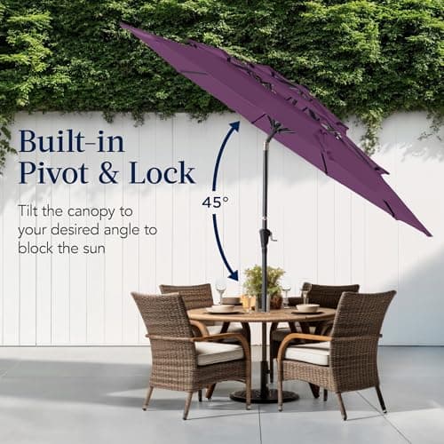 Best Choice Products 10ft 3-Tier Market Patio Umbrella, Outdoor Sun Shade with Tilt, Crank Lift, 8 Ribs for Backyard, Deck, Poolside view 5
