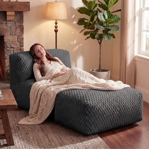 Bean Bag Chair for Adults, Plush Beanbag Sofa Couch with Memory Foam Filler, Machine Washable Cover, Comfy Lounge Chair for Small Spaces, Reading, Gaming, Living Room & Bedroom Grey — image 1