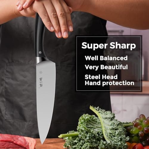 ZHANG XIAO QUAN Kitchen Knife in High Carbon Steel, Professional Chef Knife with Ergonomic Handle and Ultra Sharp Blade view 5